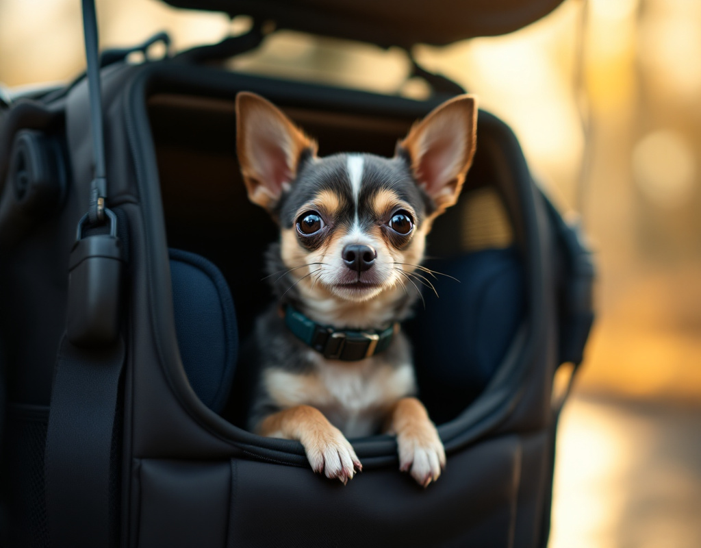 Chihuahua entrant dans sa caisse lors de l’apprentissage de la propreté