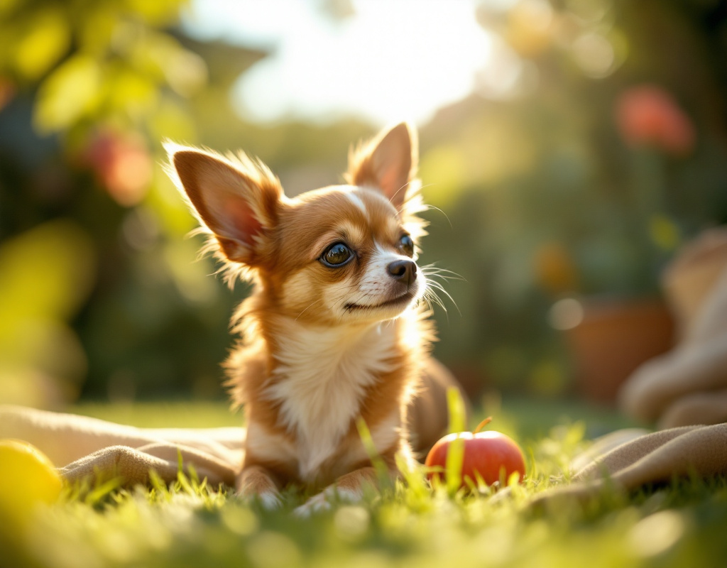 Chihuahua recevant une récompense après avoir fait ses besoins dehors