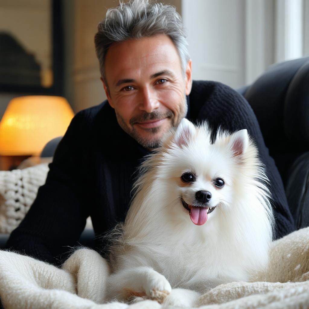 Adoptant un Spitz Nain curieux dans un salon chaleureux