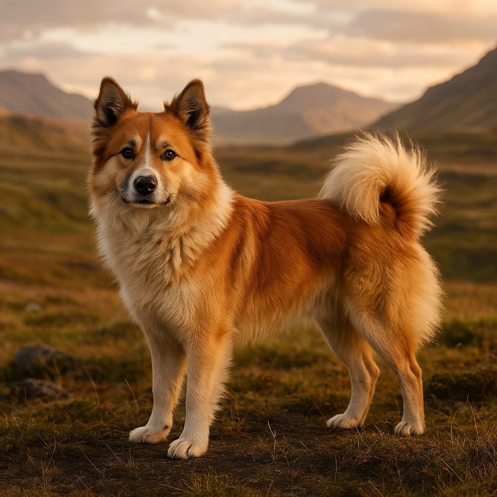 Morphologie d'un Icelandic Sheepdog en plein air