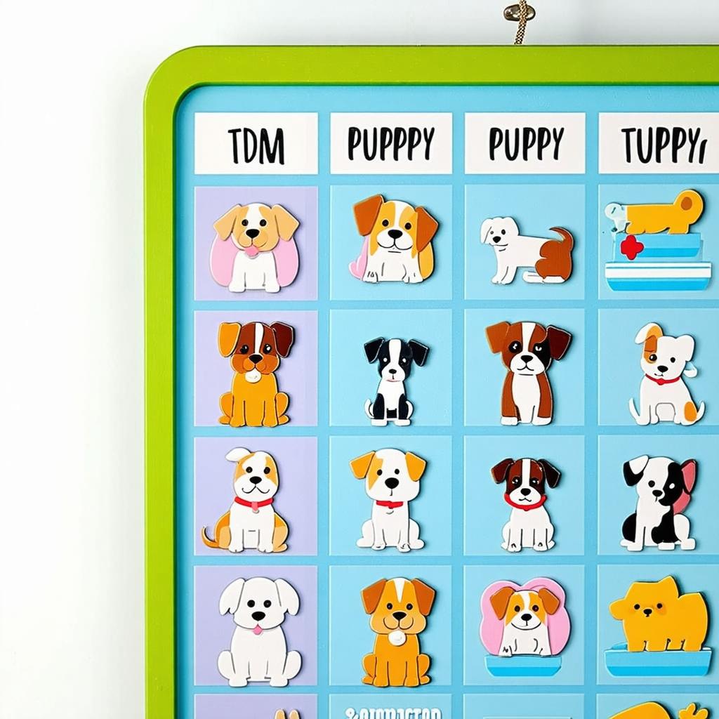 Tableau de routine quotidienne pour l’apprentissage de la propreté d’un chiot