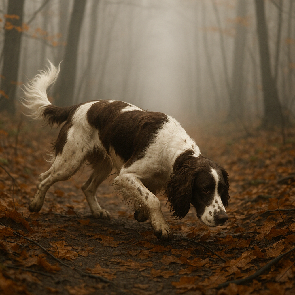 English Springer Spaniel en plein exercice de pistage