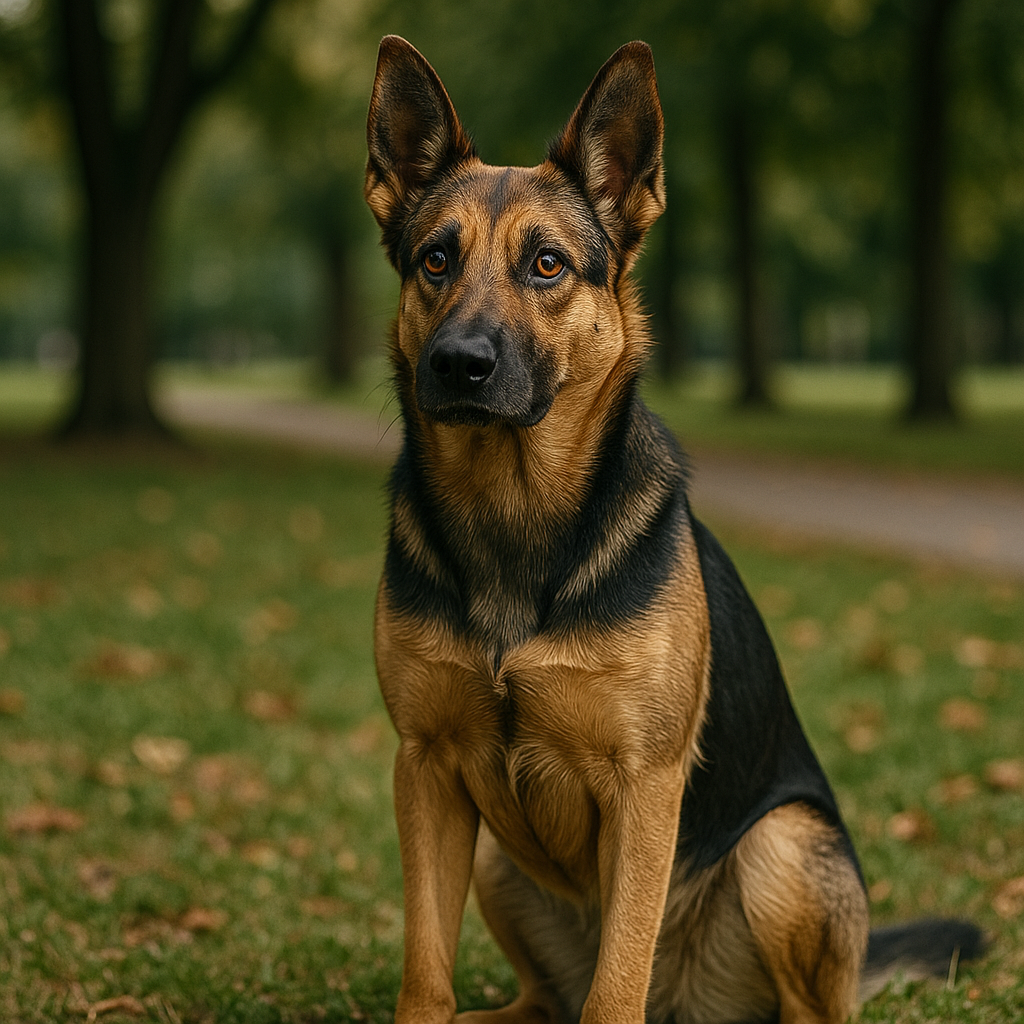 Profil d’un chien vigilant dans un parc
