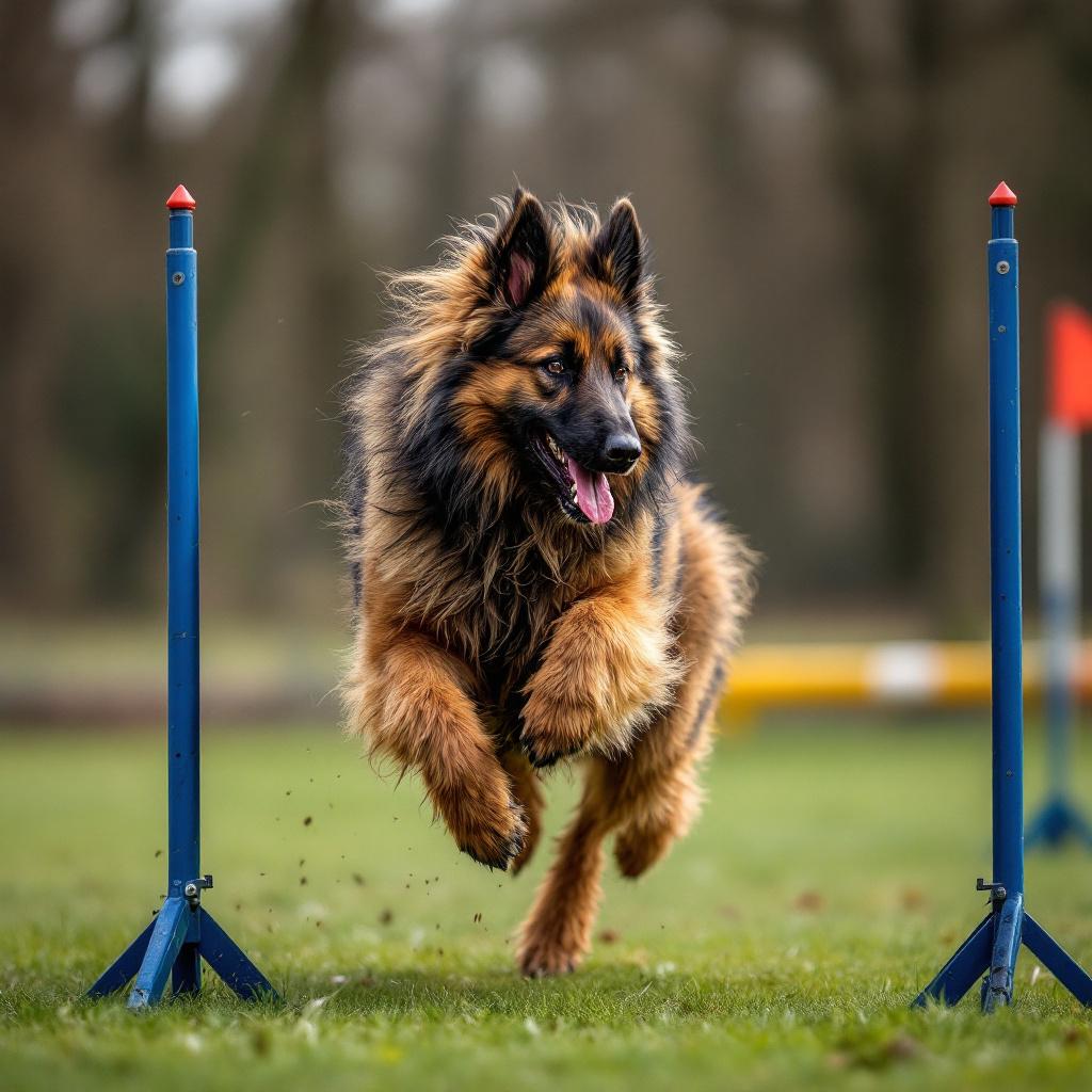Belgian Tervuren franchissant un obstacle d’agility