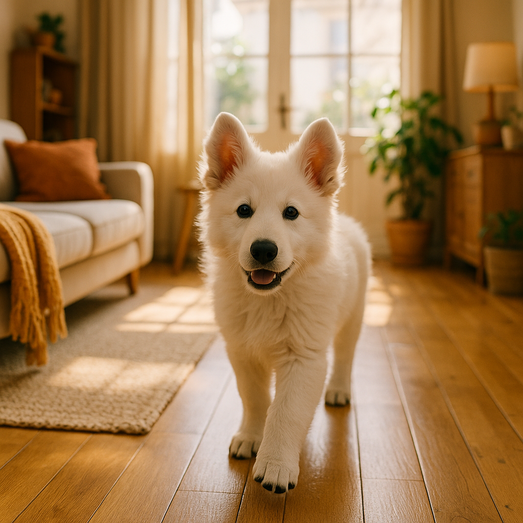 Chiot Berger Suisse dans une maison chaleureuse