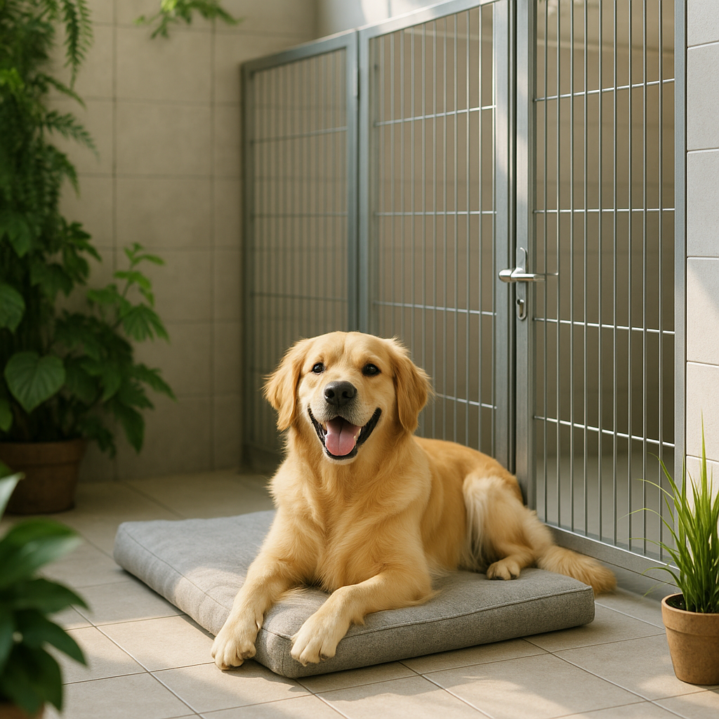 Chien content dans une pension canine à Strasbourg
