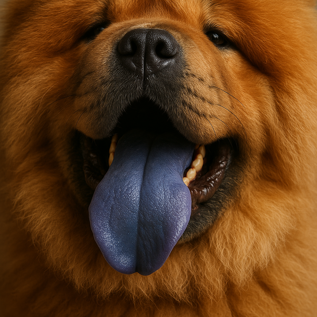 Gros plan sur la langue bleue d’un Chow Chow