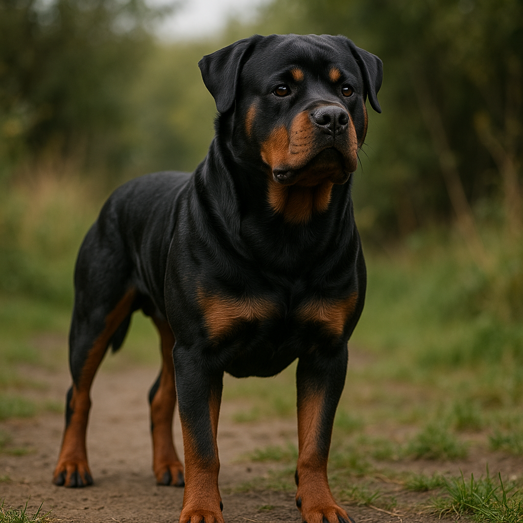 Rottweiler en position de garde