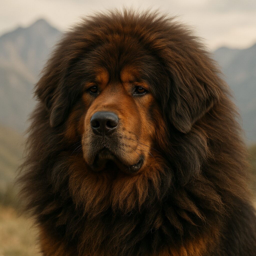 Portrait d'un Dog du Tibet adulte, gros plan sur la tête et la fourrure