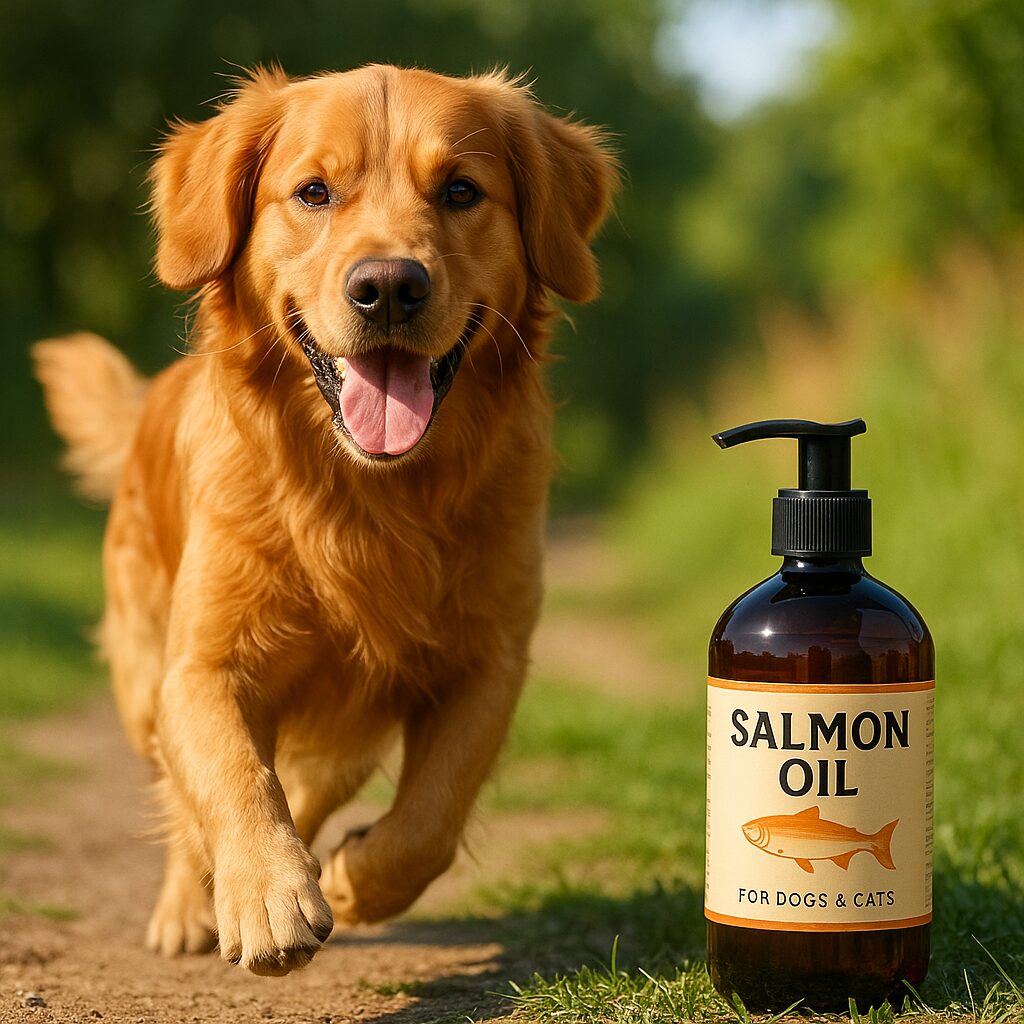Chien en pleine santé grâce à l'huile de saumon