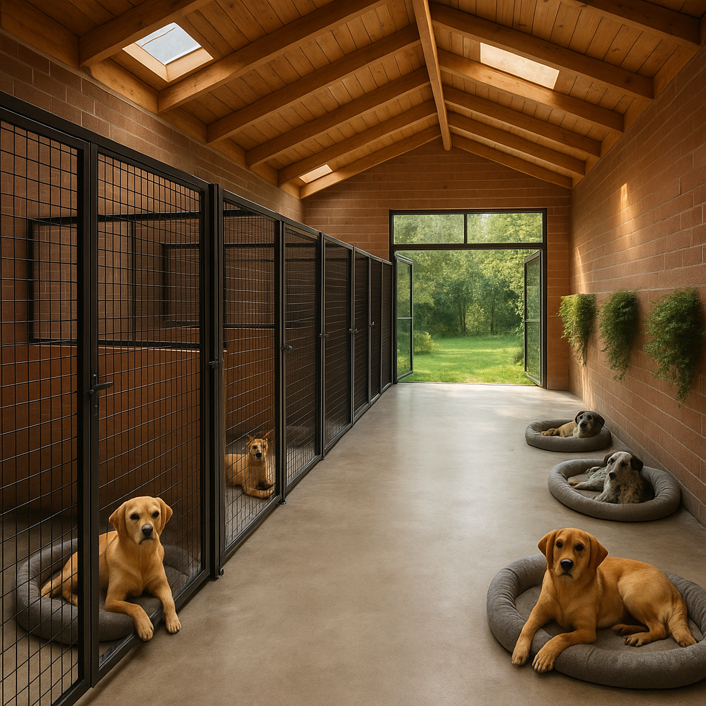 Boxs individuels d’une pension canine moderne à Lyon