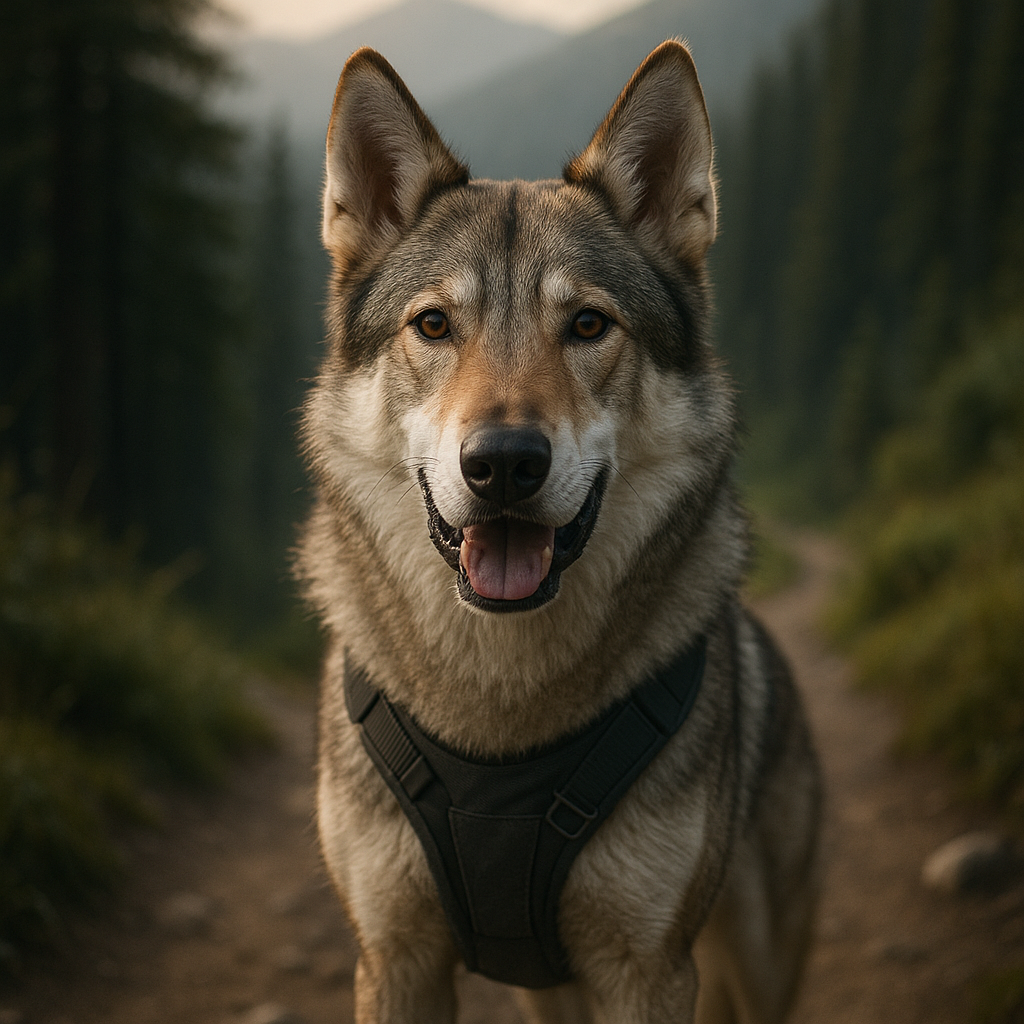 Saarloos Wolfdog en randonnée sur un sentier de montagne