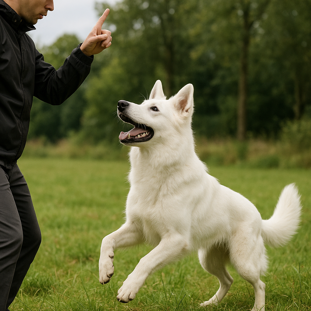 Swiss Shepherd Dog undergoing obedience training