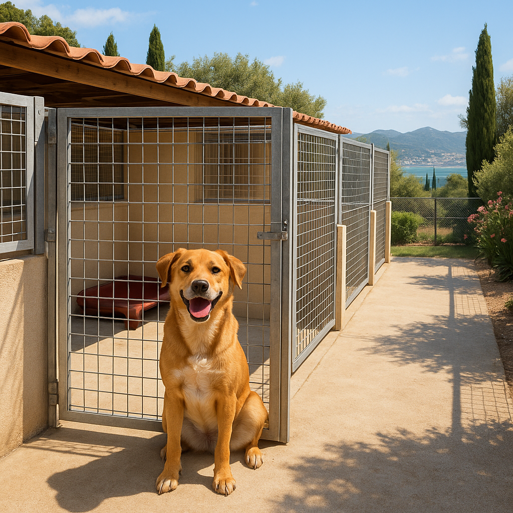 Chien heureux dans une pension canine à Toulon