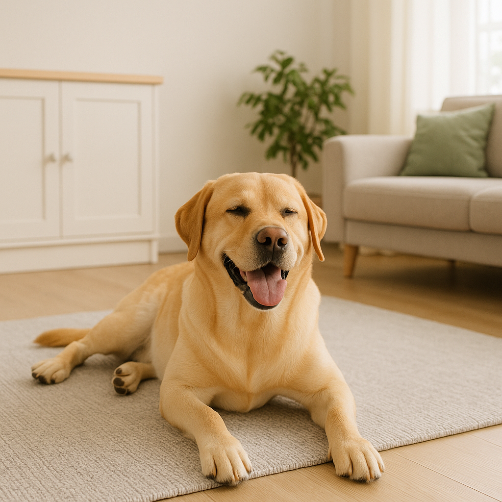 Chien en sécurité dans la maison