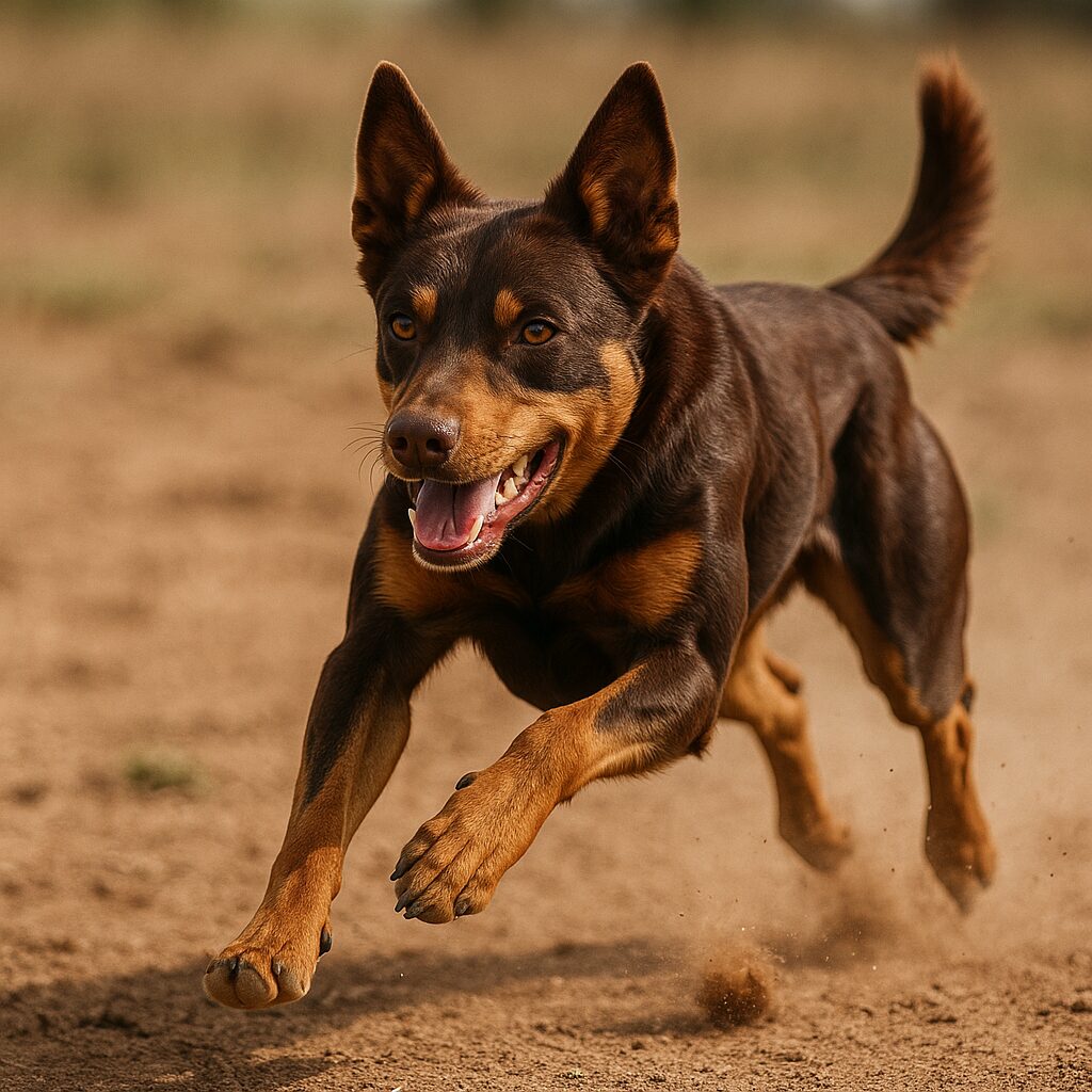 Structure musculaire d'un Australian Kelpie en action