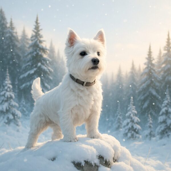 West Highland White Terrier : terrier intrépide en manteau neige