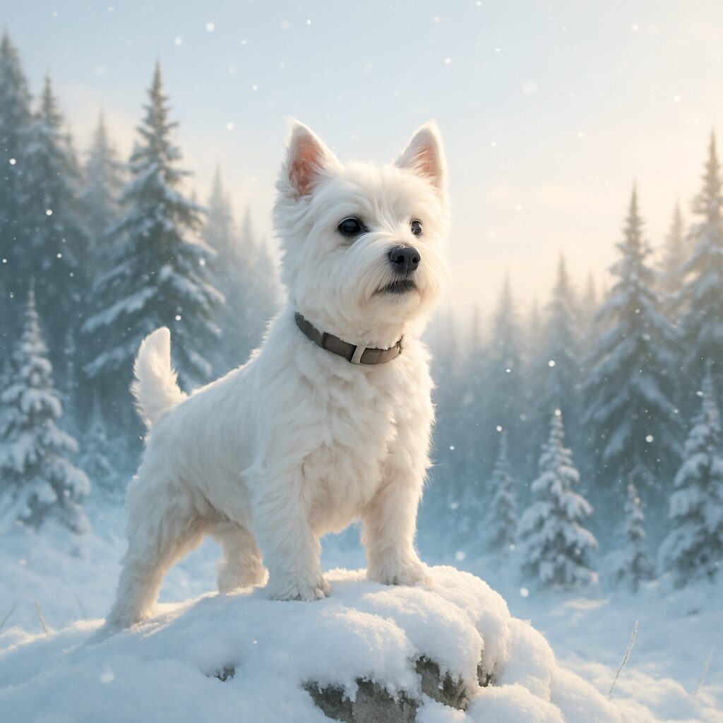 West Highland White Terrier : terrier intrépide en manteau neige